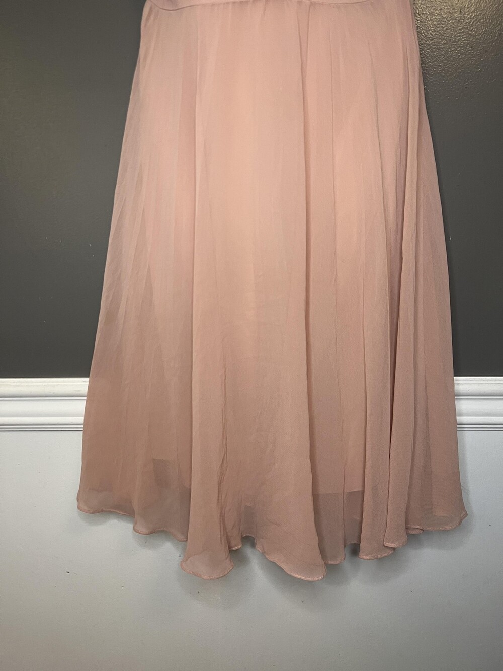 BCBGMAXAZRIA Deborah Dress Womens 4 Pink Pleated V Neck Chiffon Fit & Flare Midi - Picture 4 of 14